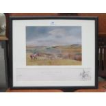 J D GUILLE PENCIL SIGNED PRINT - ROYAL ARTILLARY HARRIERS, A HUNT OVER SILK HILL 44cm X 55cm