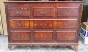 19th century oak mule chest fitted with four drawers. Approx. 143cm wide x 54 deep x 99cm high