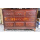 19th century oak mule chest fitted with four drawers. Approx. 143cm wide x 54 deep x 99cm high