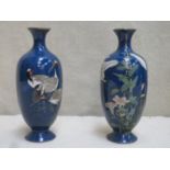 Two similar 19th century Japanese cloisonne vases, for restoration. Approx. 18cm high