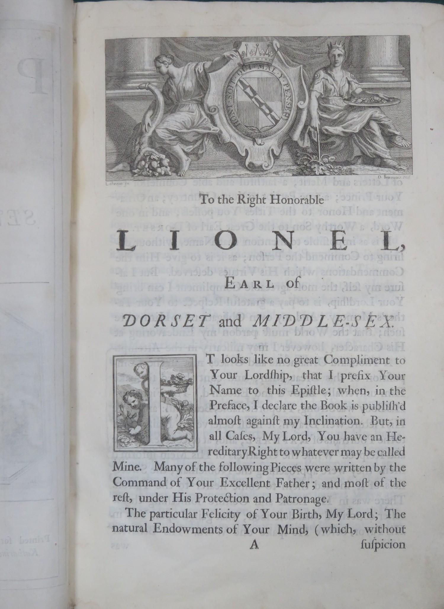 Early 18th century first edition volume - poems on several occasions, by Matthew Priors dated - Image 3 of 4