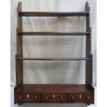 Set of 19th century mahogany open shelves, fitted with three drawers. Approx. 1117cm H x 76cm W x