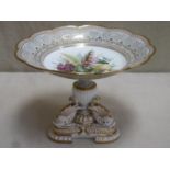 19th century Davenport wave edged ceramic tazza/cakestand/comport, with gilded decoration throughout