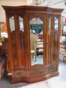 19th century mahogany breakfront two door mirror fronted wardrobe