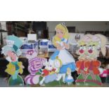 Six large Walt Disney's Alice in Wonderland promotional character cut out boards, plus one smaller