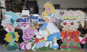 Six large Walt Disney's Alice in Wonderland promotional character cut out boards, plus one smaller