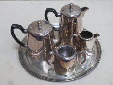 20th century silver plated four piece teaset plus tray