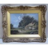 Joseph Thors (1843 - 1898) 19th century ornately gilt framed oil on canvas depicting a surrey