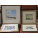A T BRITTON FRAMED WATERCOLOUR AND ANOTHER WATERCOLOUR INITIALLED H P B PLUS 18th CENTURY SEPIA