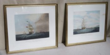 Pair of Samuel Walters late 19th/early 20th century framed polychrome engravings - "Outwards
