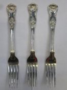 Three William IV hallmarked silver king/queens pattern Forks, London assay by Mary Chawner dated