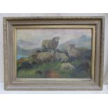 John. S. Fox victorian gilt framed oil on canvas depicting a Scottish highland scene with sheep