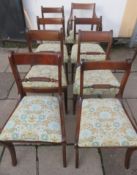 Parcel of eight (seven plus one) various antique mahogany rope back dining chairs