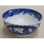 18t/19th century bue and white glazed ceramic slop bowl, in the Royal Worcester manner, with stamp