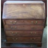 19th century fall front writing bureau, with fitted interior. Approx. H 108cm x W 91cm x D 55cm