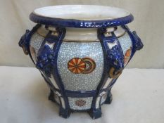 Victorian handpainted and gilded ceramic jardinere 34cm h x 42cm Diameter