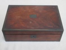 19th Century brass bound maghogany writing slope with fitted interior