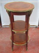 19th century French style mahogany ormolu three tier stand. Approx. 75.5cm High x 41cm W