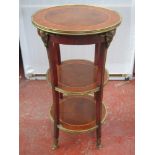 19th century French style mahogany ormolu three tier stand. Approx. 75.5cm High x 41cm W