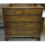 19th century mahogany two over three chest of drawers. Approx. 124cm H x 110cm W x 52cm D