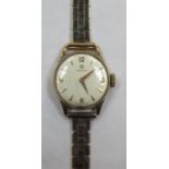 9ct gold ladies Omega wristwatch on 9ct gold strap, approx. 17.2g