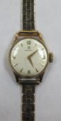 9ct gold ladies Omega wristwatch on 9ct gold strap, approx. 17.2g
