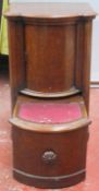 Victorian bow fronted walnut cabinet, fitted with shelves and pull out commode. Approx. 87cm H x