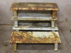 Four various 19th/20th century painted cast iron garden plant stands. Approx. 17cm H x 60cm W x 23cm