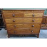 Victorian mahogany two over three chest of drawers. Approx. 130cm H x 124cm W x 52cm D