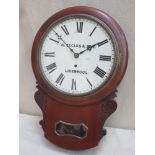 Late 19th/early 20th century mahogany cased wall clock, with circular enamelled dial, by G. Eccles &