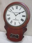 Late 19th/early 20th century mahogany cased wall clock, with circular enamelled dial, by G. Eccles &