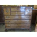 19th century mahogany inlaid secretaire chest bookcase, with fitted interior. Chest Approx. 117cm