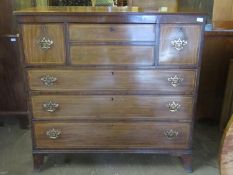 19th century mahogany inlaid secretaire chest bookcase, with fitted interior. Chest Approx. 117cm