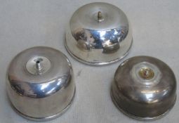 Three various hallmarked silver covers, possibly from a church, all with gilt interiors, various