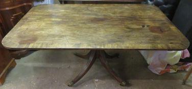 20th century mahogany rectangular tilt topped breakfast table on quadrafoil support. Approx. 70cm