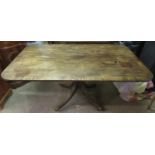 20th century mahogany rectangular tilt topped breakfast table on quadrafoil support. Approx. 70cm