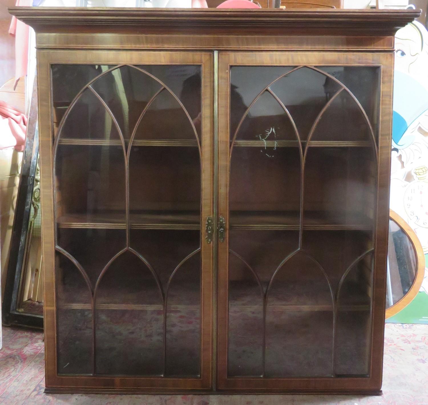 19th century mahogany inlaid secretaire chest bookcase, with fitted interior. Chest Approx. 117cm - Image 3 of 3
