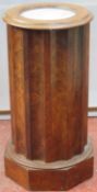 19th century marble topped cyclindrical pot cupboard. Approx. 75cm H x 38cm W