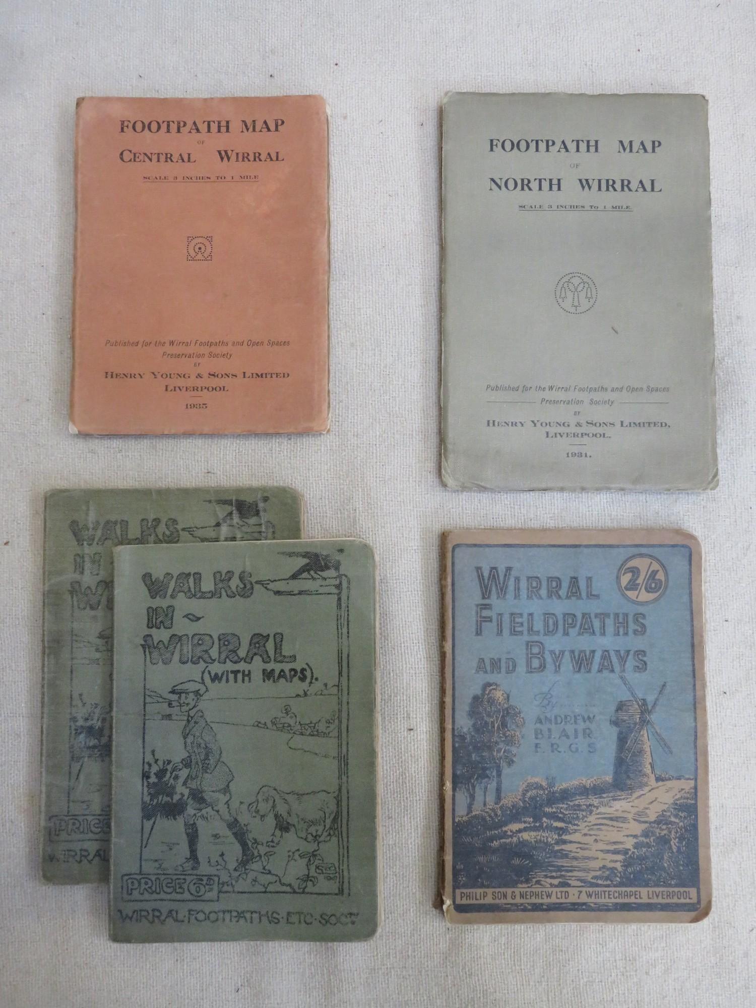 Two 1930's canvas backed fold out footpath maps of North Wirral and Central Wirral, both by Henry