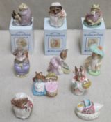 Parcel of Nine various Royal Albert Beatrix Potter figures (Three Boxed), plus Beswick Hunca Munca