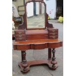 Victorian mahogany mirror backed dressing table. 178cm H x 121cm W x 56cm D