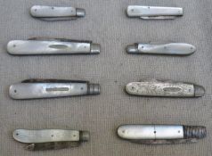 Eight various hallmarked silver and mother of pearl fruit knives