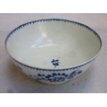 18th/19th century blue and white glazed ceramic slop bowl, with floral decoration. Approx. 16.5cm