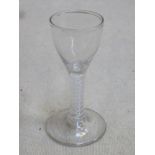 18th / 19th century wine glass, with air twist stem. Approx. 12.5cms height