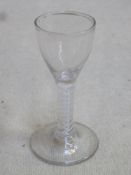 18th / 19th century wine glass, with air twist stem. Approx. 12.5cms height