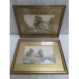 A H Barnes - Pair of late 19th/early 20th century gilt framed watercolours, depicting country