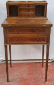 Late 19th century mahogany inlaid small ladies writing desk. Approx. 99cm H x 55cm W x 16cm D