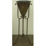 Victorian style cast metal freestanding planter. Approx. 103cm high