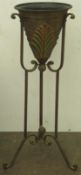 Victorian style cast metal freestanding planter. Approx. 103cm high