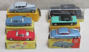 Six late 1950's/early 1960's boxed Dinky Toys British cars